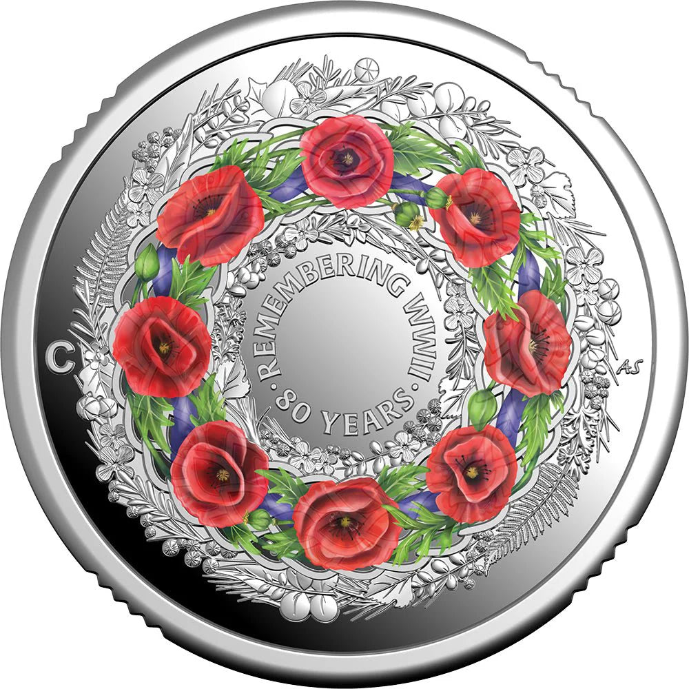 2025 $2 80 Years On: Remembering the Second World War 'C' Mintmark Coloured Fine Silver Proof Coin