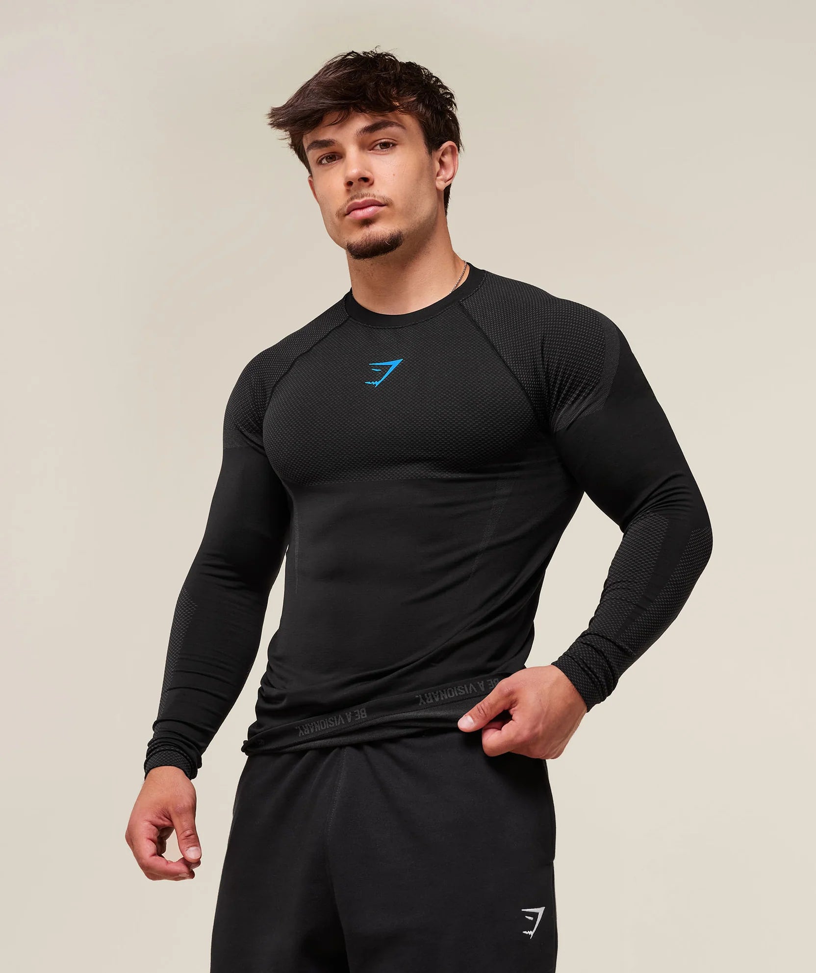 Gymshark Onyx 5.0 Seamless Long Sleeve T-Shirt - Black/Onyx Grey