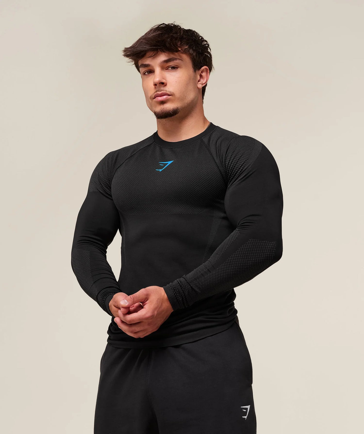 Gymshark Onyx 5.0 Seamless Long Sleeve T-Shirt - Black/Onyx Grey