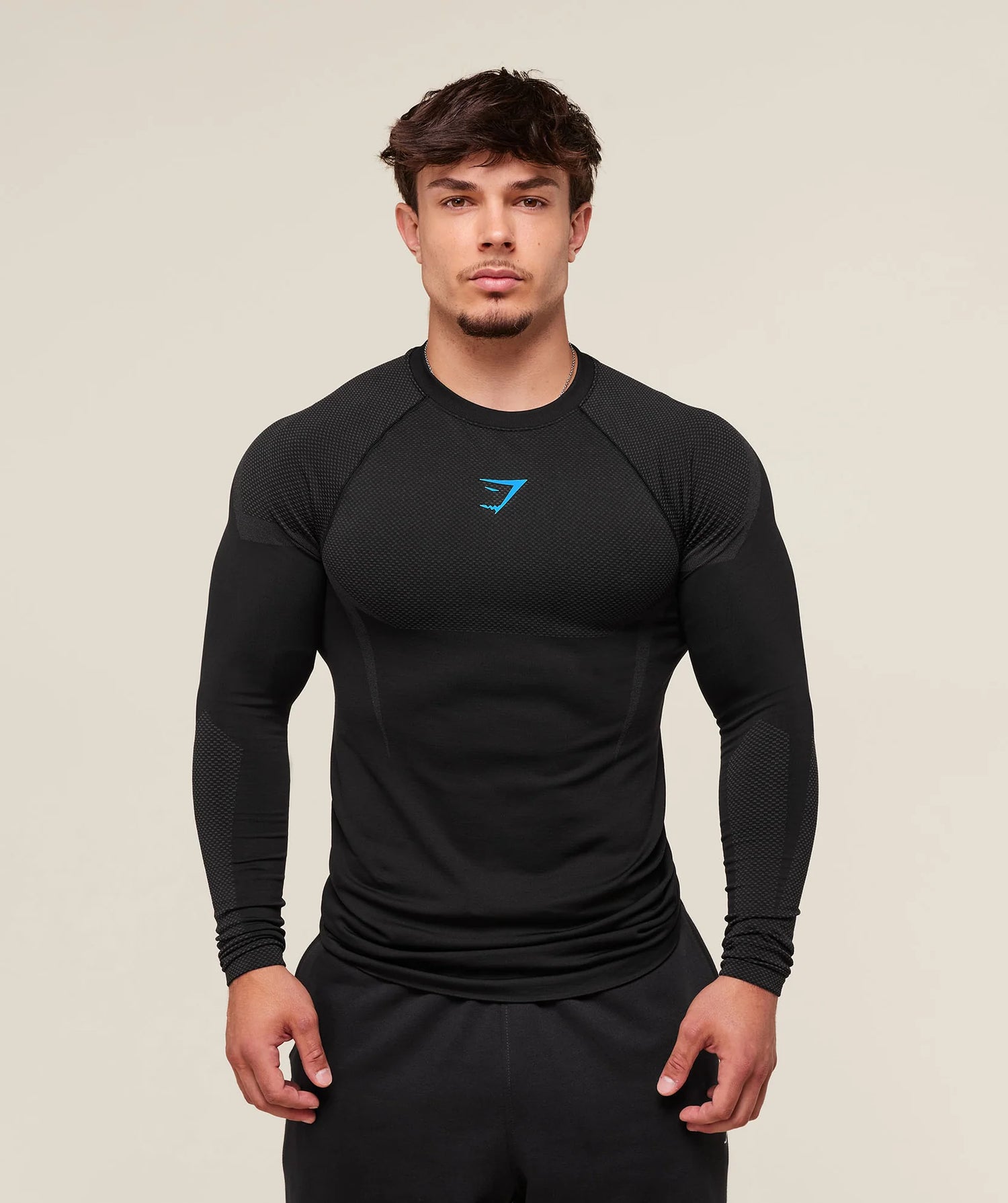 Gymshark Onyx 5.0 Seamless Long Sleeve T-Shirt - Black/Onyx Grey