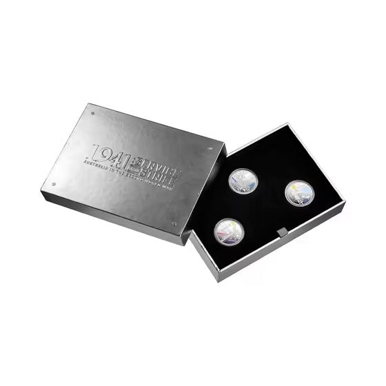 2026 20c Coloured Silver Proof Three Coin Set - 1941: Service Amid Strife