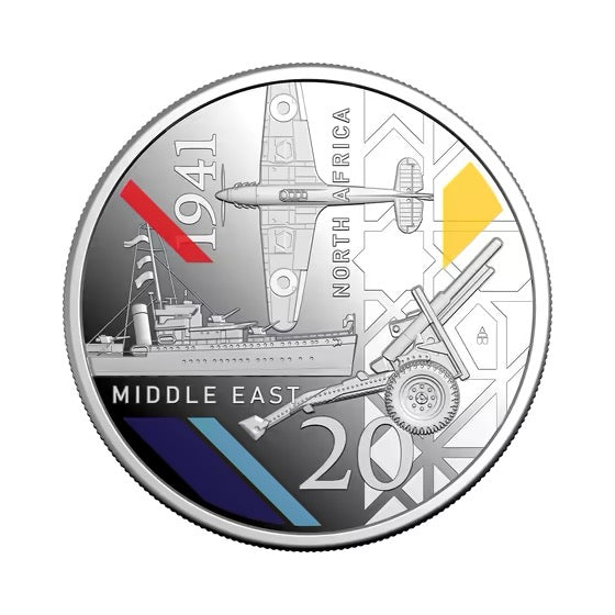 2026 20c Coloured Silver Proof Three Coin Set - 1941: Service Amid Strife