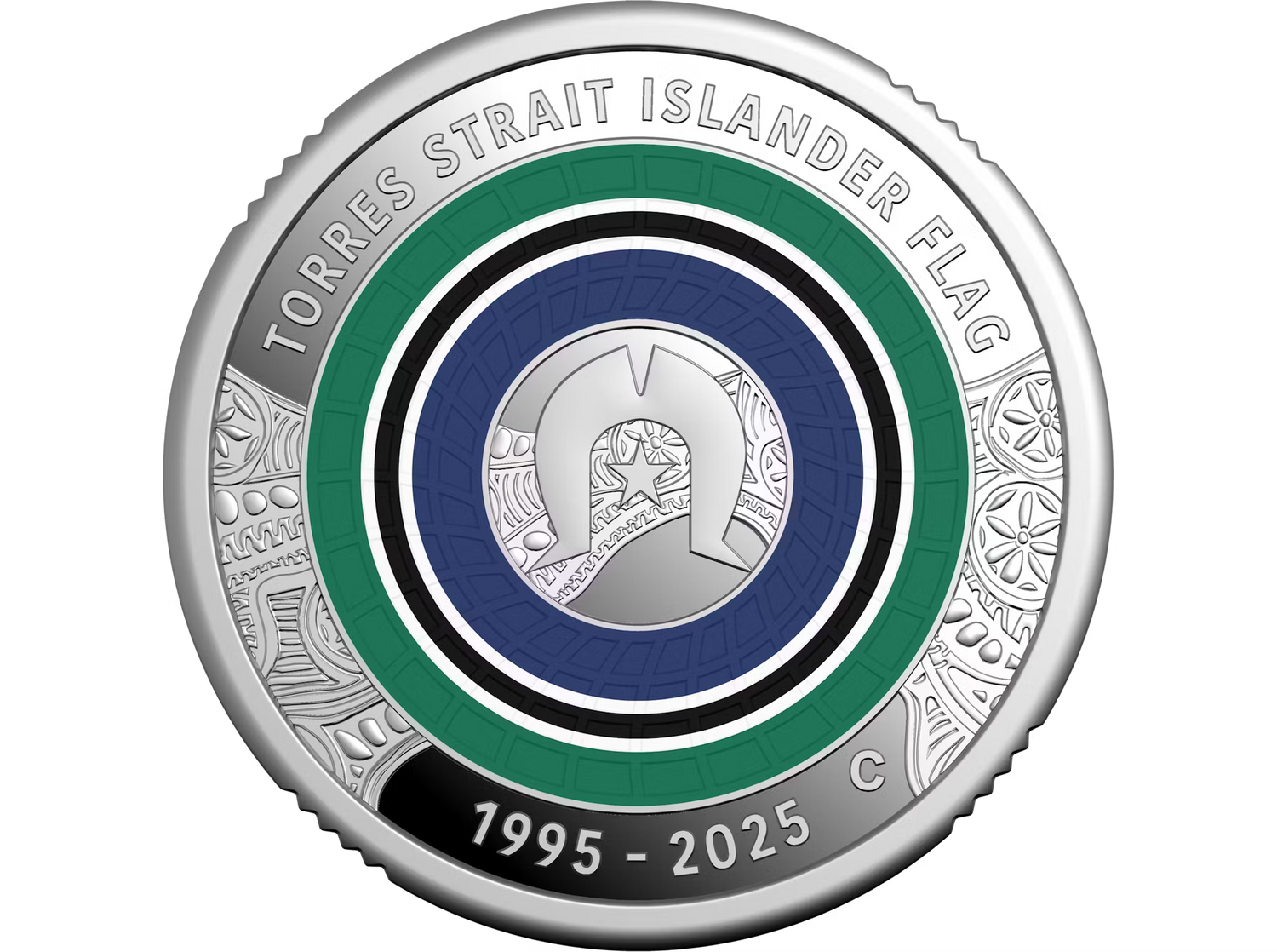 2025 $2 'C' Mintmark Coloured Fine Silver Proof Coin – 30th Anniversary of the Torres Strait Islander Flag